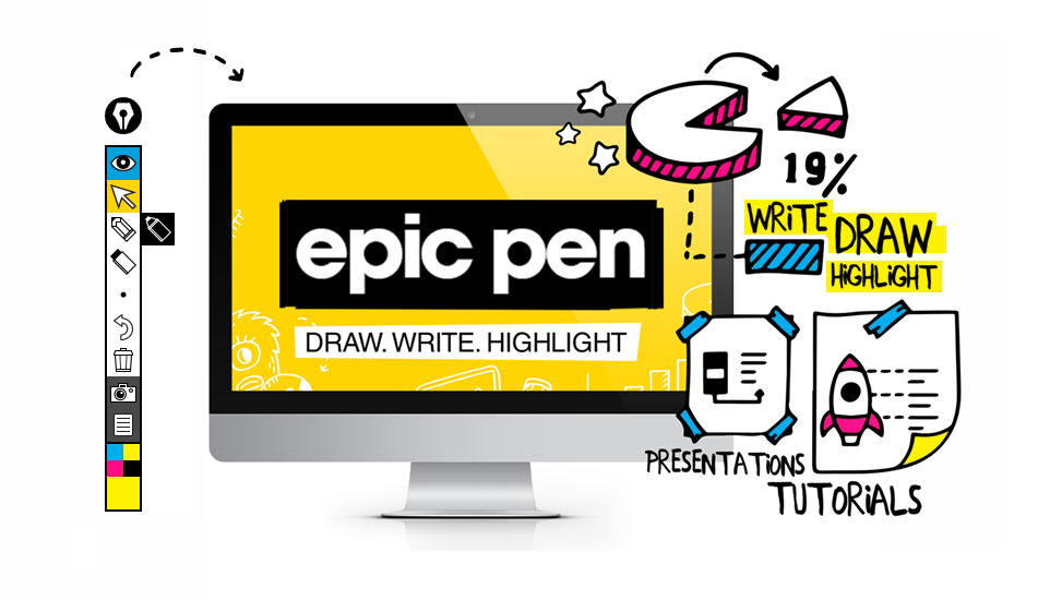 Epic Pen – draw write highlight directly over software video webpages games